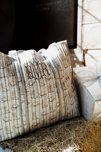 Western Blues Quilted Tote Bag