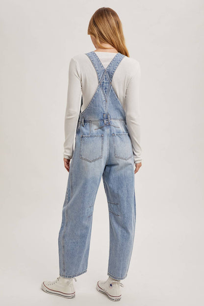 DENIM BARREL OVERALLS
