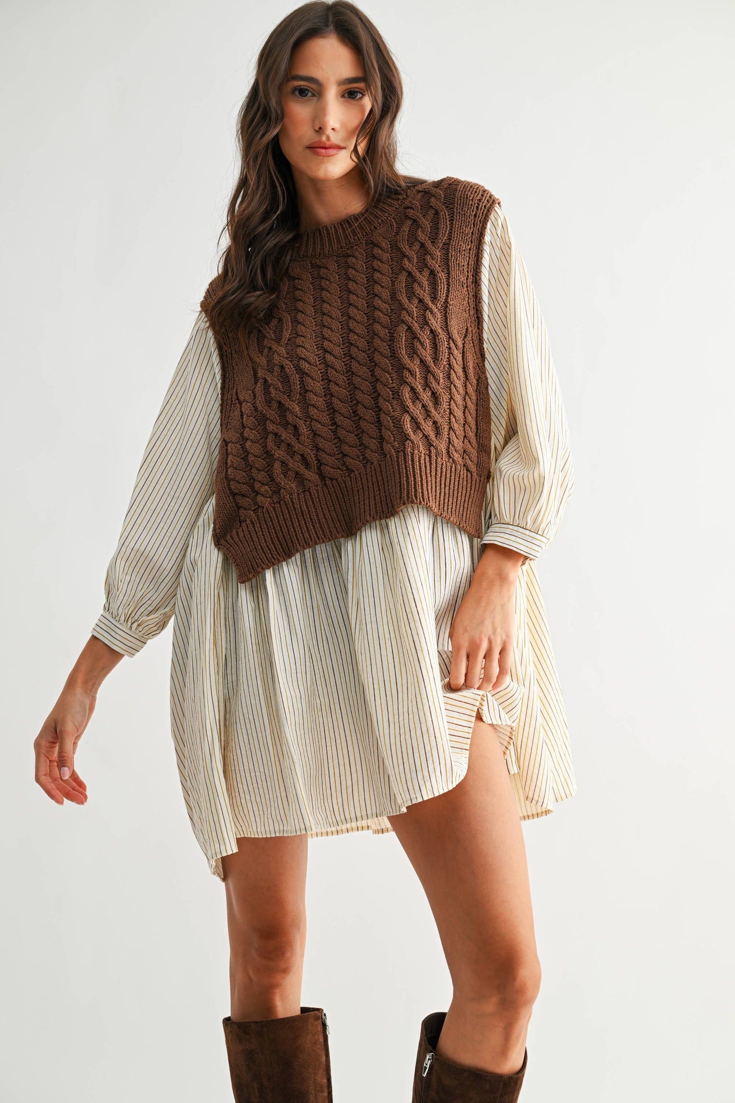 Layered Knit Sweater Dress