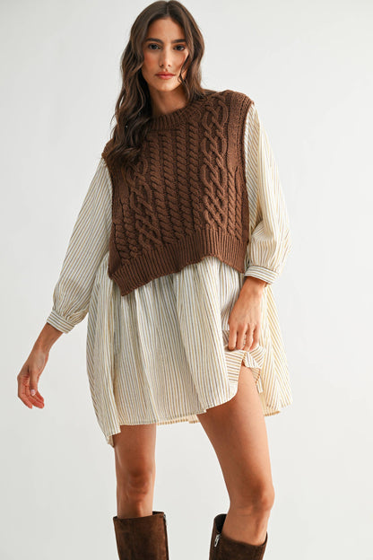 Layered Knit Sweater Dress