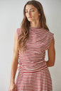 Knit Spandex Mock Neck Top Maroon + Cream (Set Option)