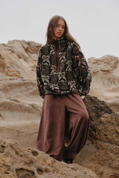 Ornate Sherpa Fleece Pullover