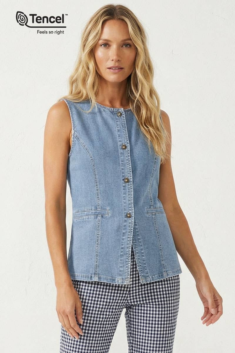 Sleeveless Denim Vest Top