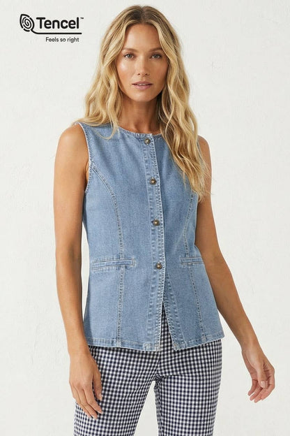Sleeveless Denim Vest Top