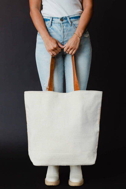 Cream & Tan Aztec Tote