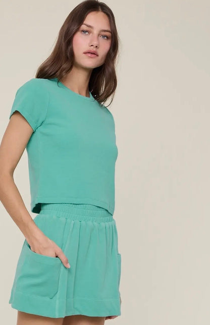 Knit Top + Skirt Set Seafoam