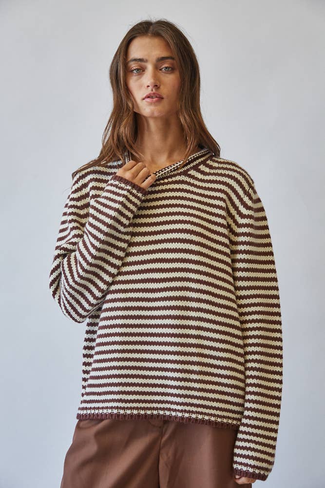 Stripe Knit Sweater Chocolate