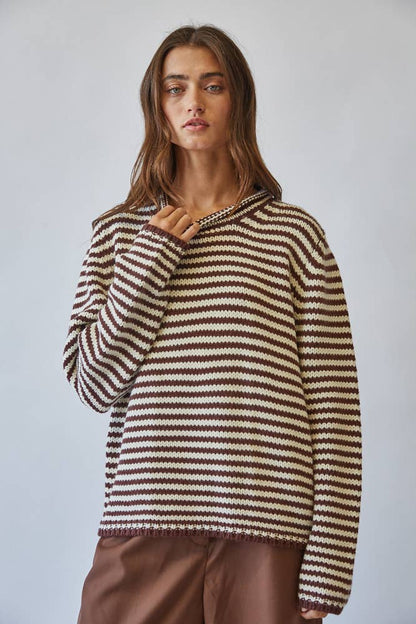 Stripe Knit Sweater Chocolate