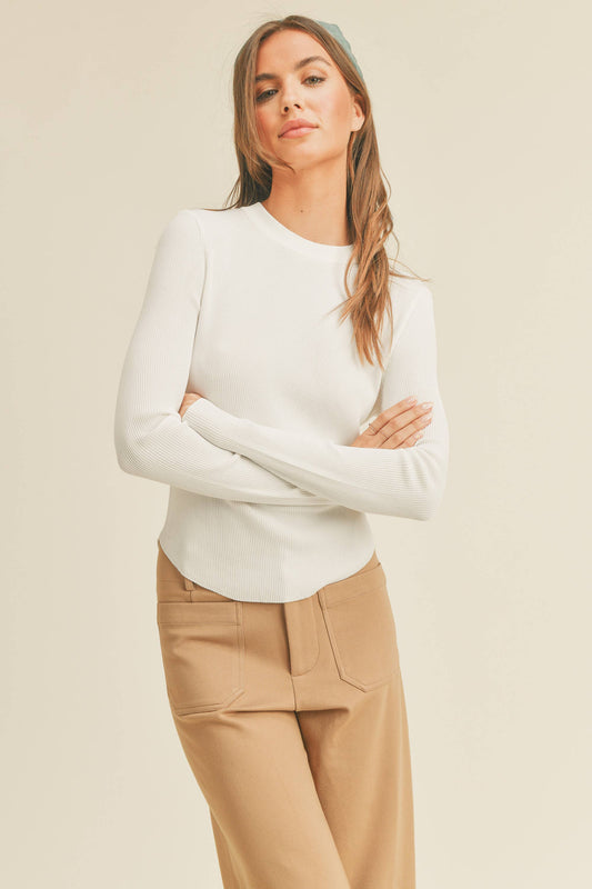 RIBBED LONG SLEEVE TOP