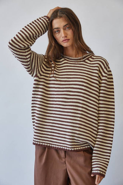 Stripe Knit Sweater Chocolate