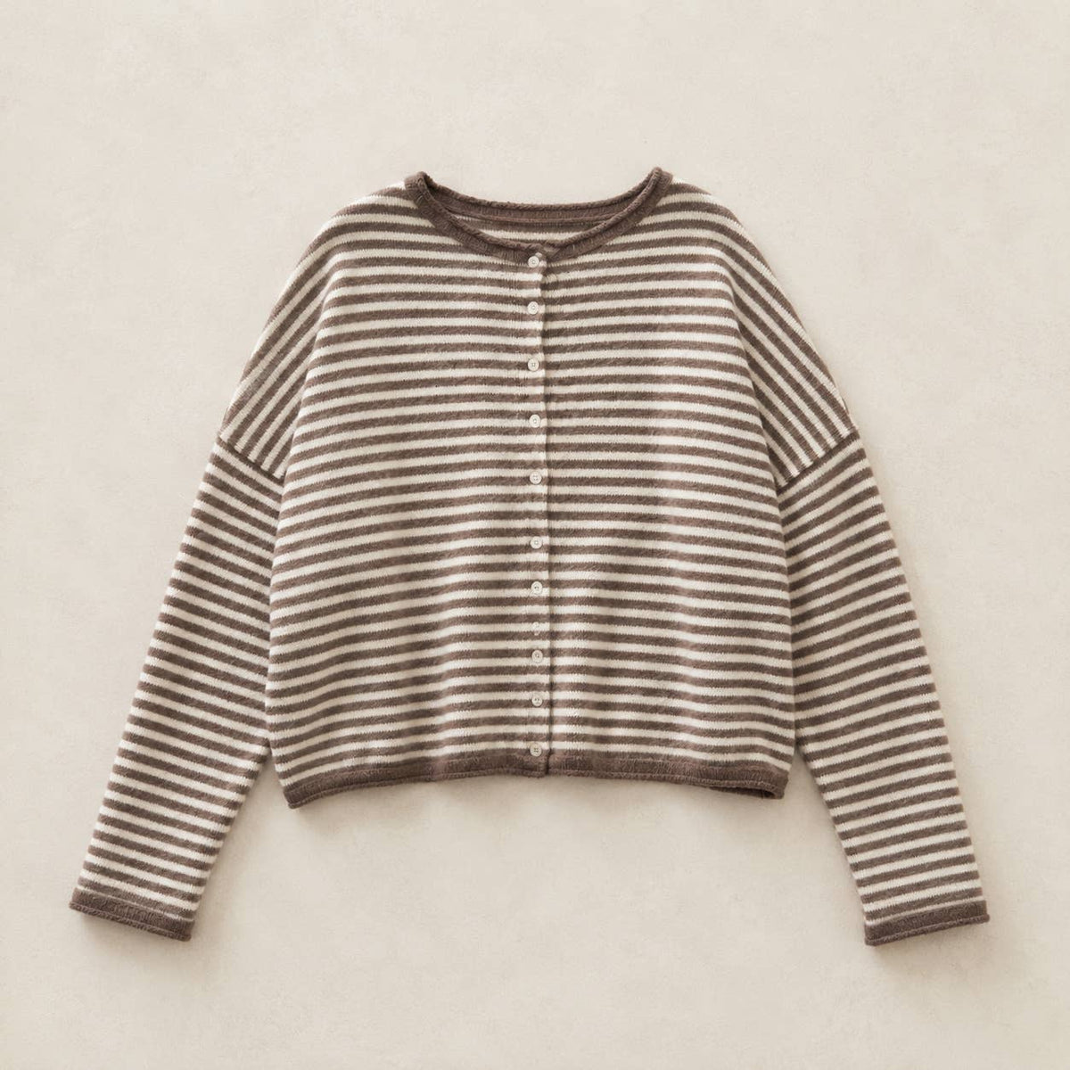 Soft Stripe Knit Sweater Cream + Brown