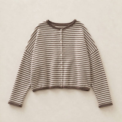 Soft Stripe Knit Sweater Cream + Brown