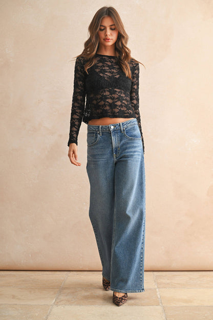 Floral Textured Long Sleeve Cream