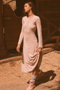 Textured Long-Sleeve Midi Dress