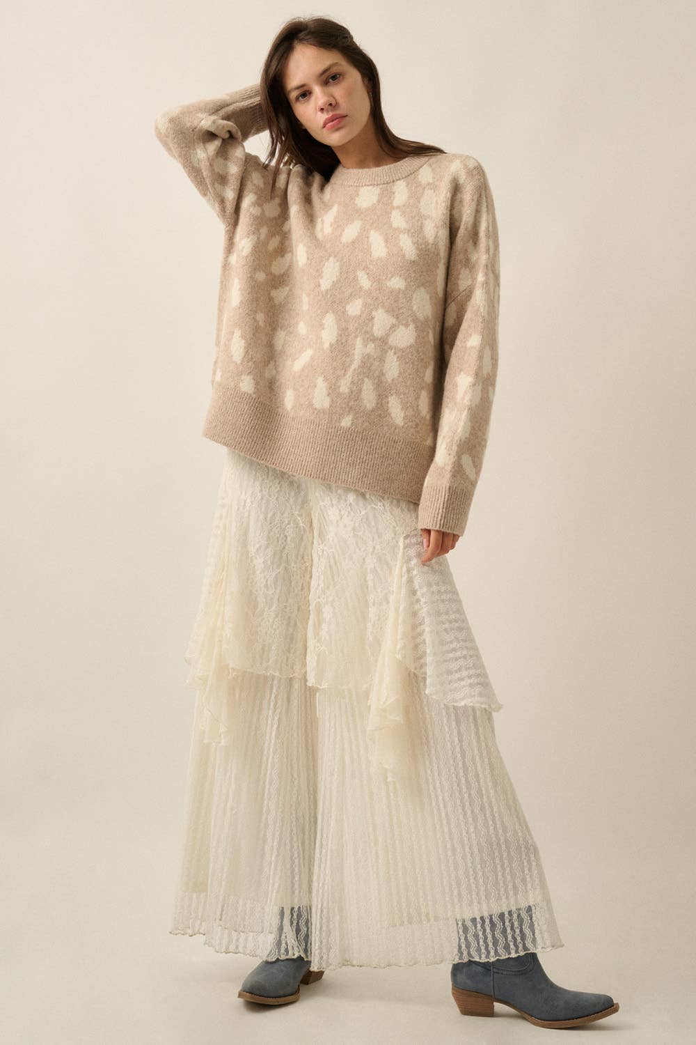 Spotted Jacquard Knit Sweater