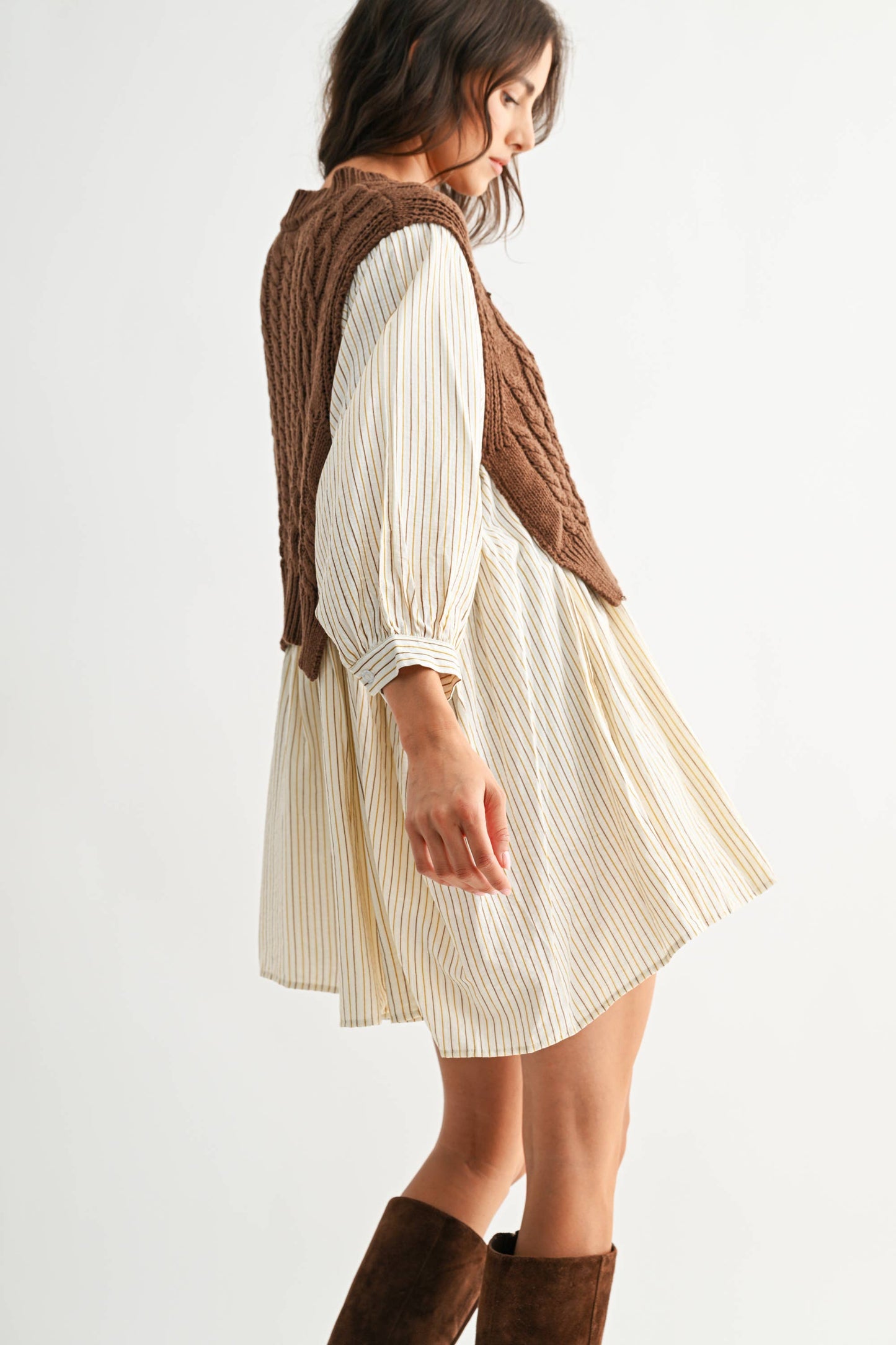 Layered Knit Sweater Dress