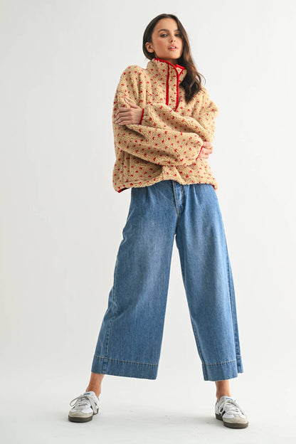 HEART SHERPA FLEECE PULLOVER