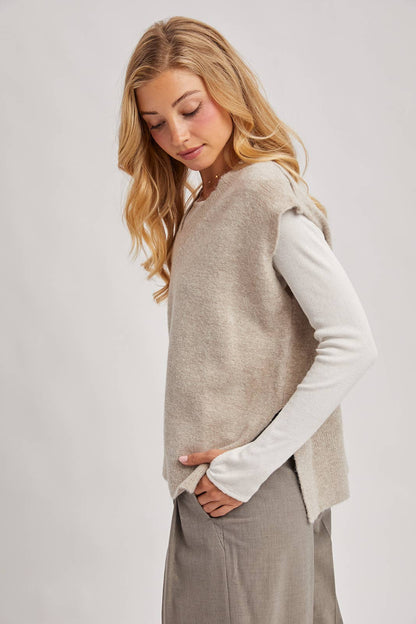Oversized Knit Vest Oatmeal