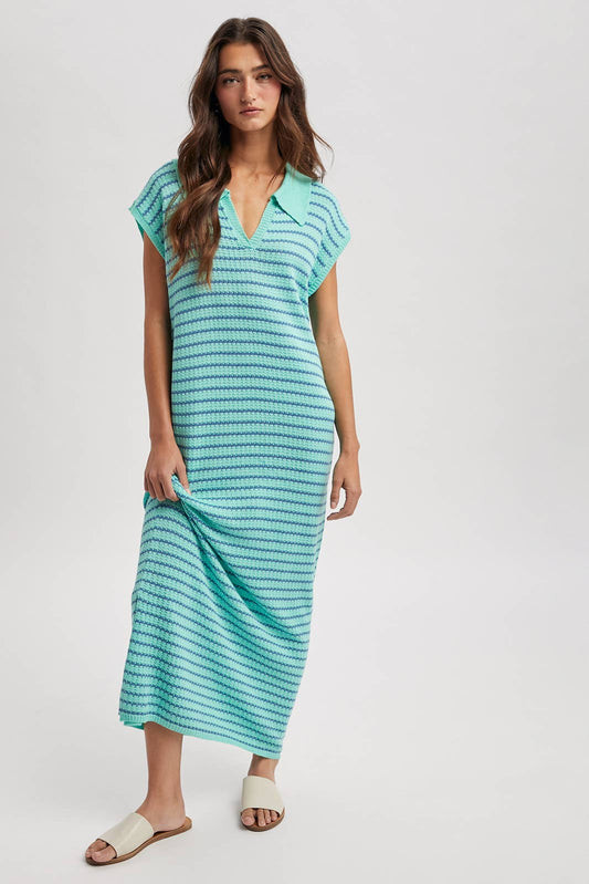 Striped Midi Dress Blue Combo