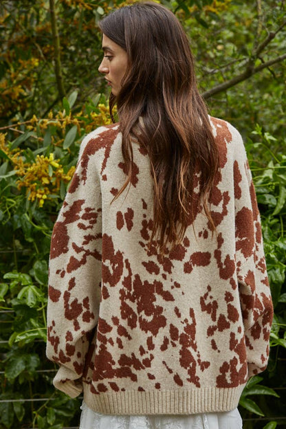 Knit Cow Print Sweater