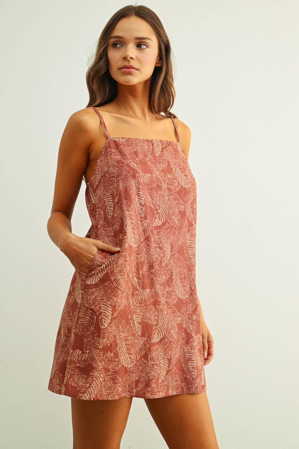 LEAF PRINT EASY DRESS