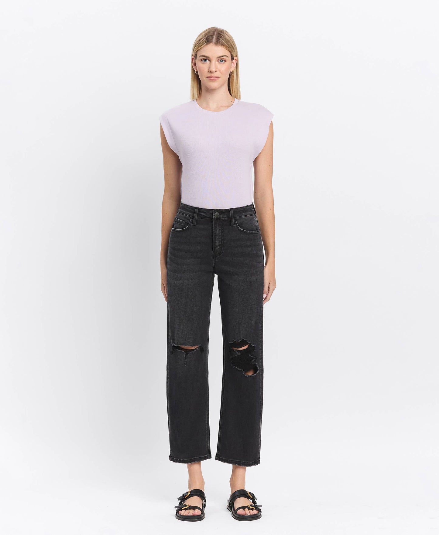 HIGH RISE BARREL JEANS T6568