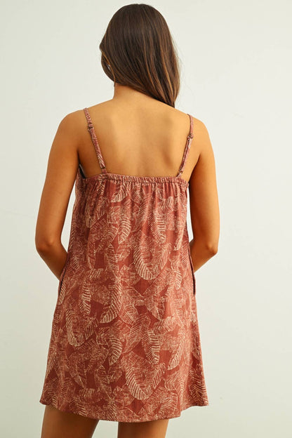 LEAF PRINT EASY DRESS