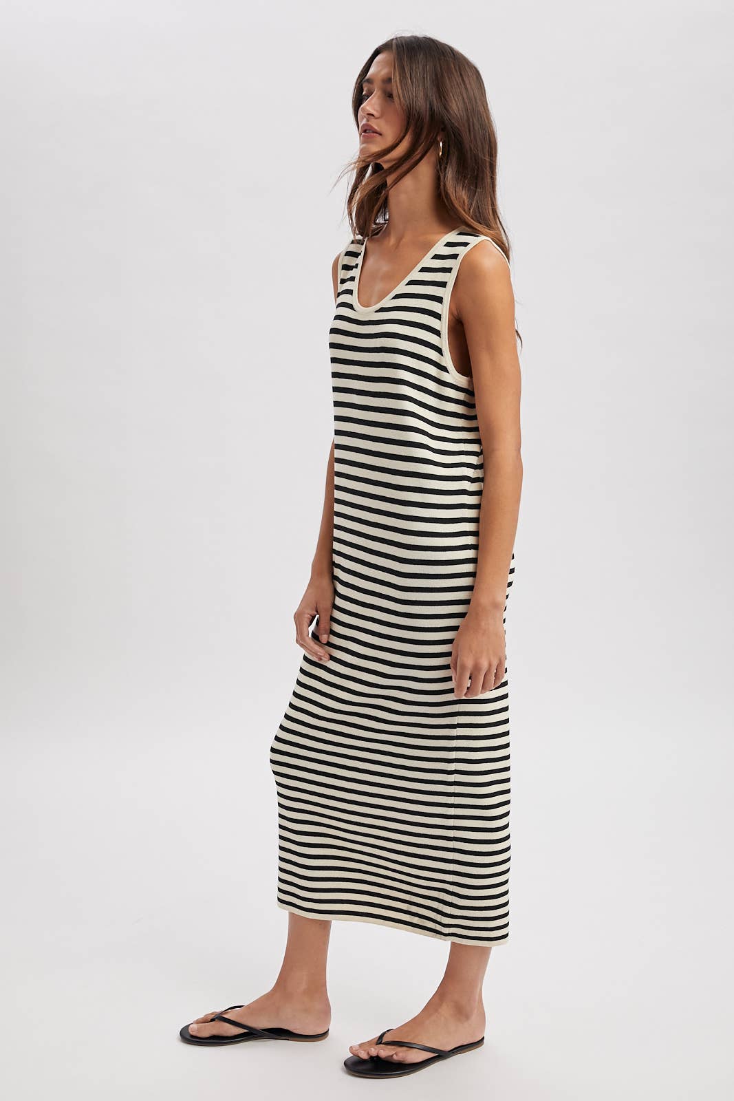 Striped Midi Black Combo Dress