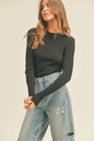 RIBBED LONG SLEEVE TOP