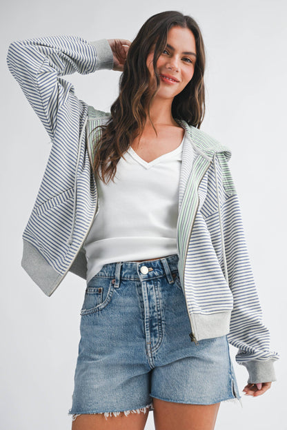 5189HK Striped Zip Hoodie