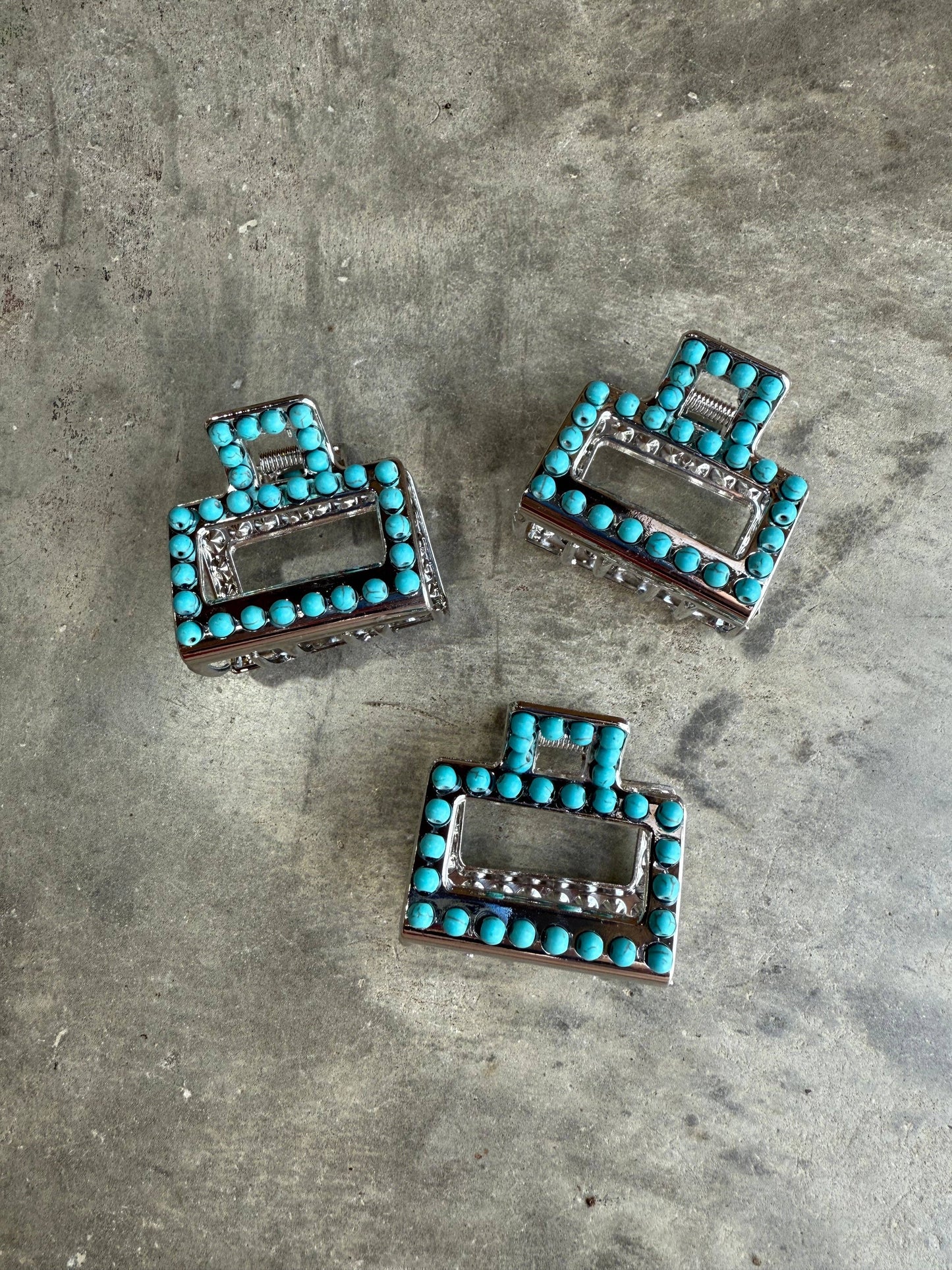 Mini Square Turquoise Claw Hair Clip