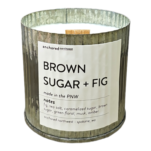 Brown Sugar + Fig Wood Wick Candle, Rustic Vintage Decor