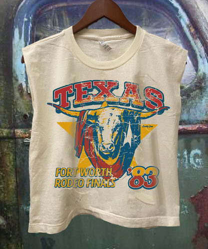 Texas Fort Worth 1983 Rodeo Finals Boxy Midriff Muscle top
