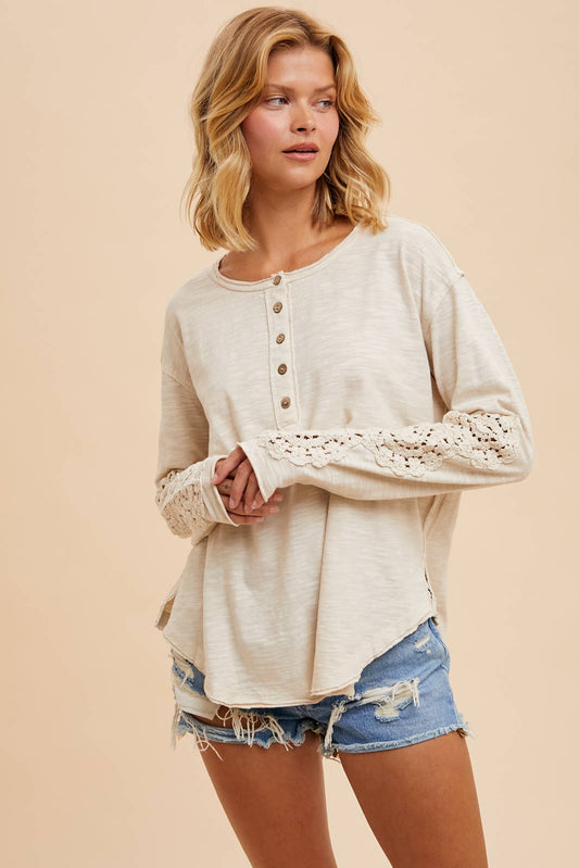 CROCHET PATCH HENLEY TOP