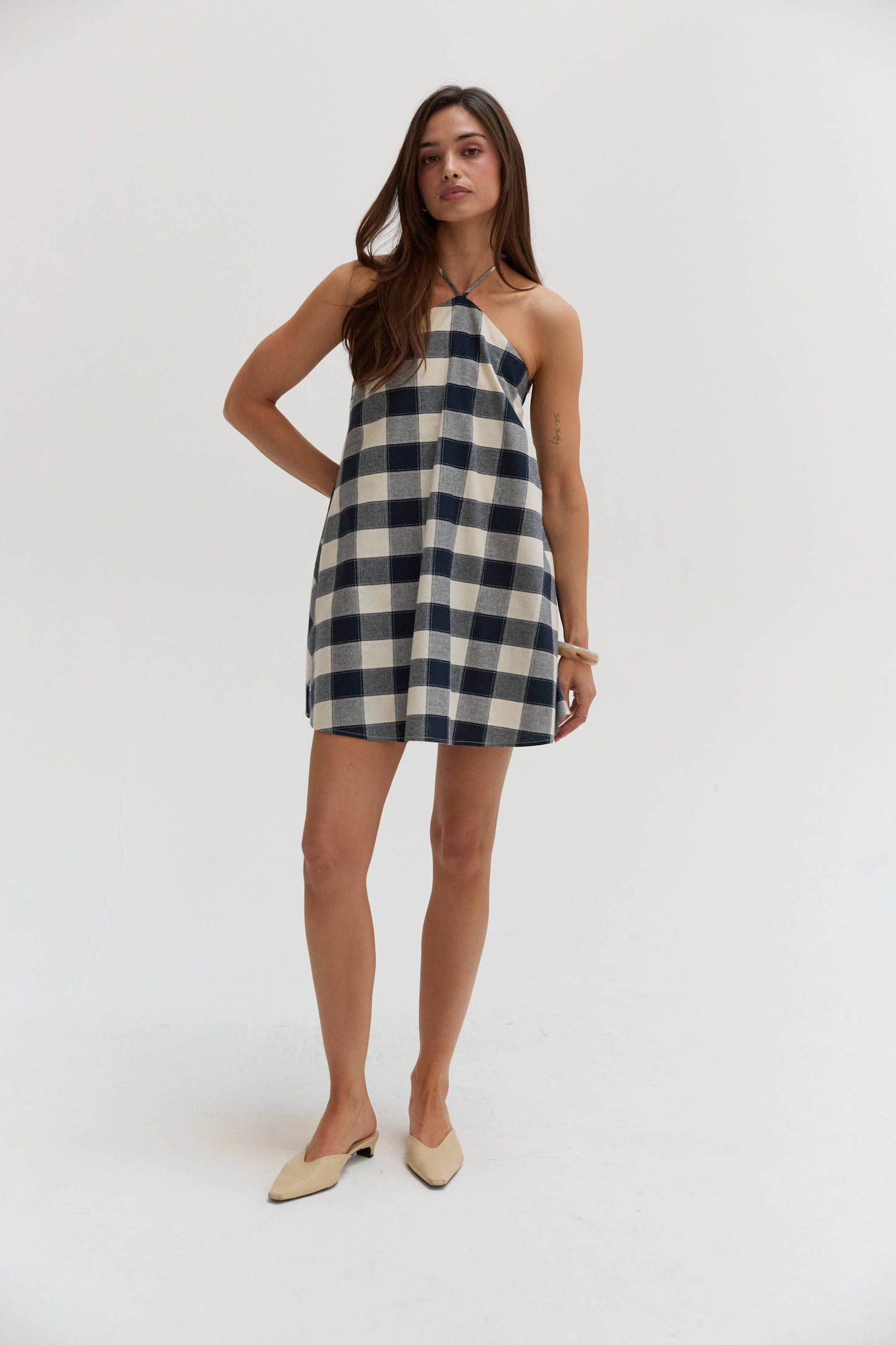 Gingham Halter Romper Dress