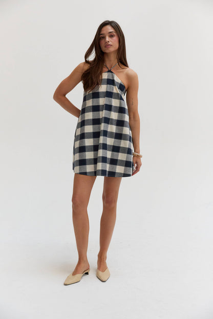 Gingham Halter Romper Dress