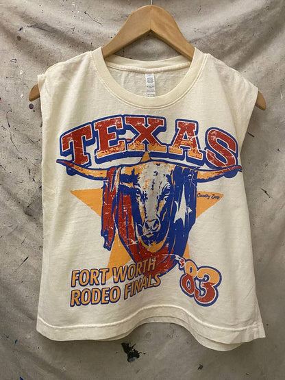 Texas Fort Worth 1983 Rodeo Finals Boxy Midriff Muscle top