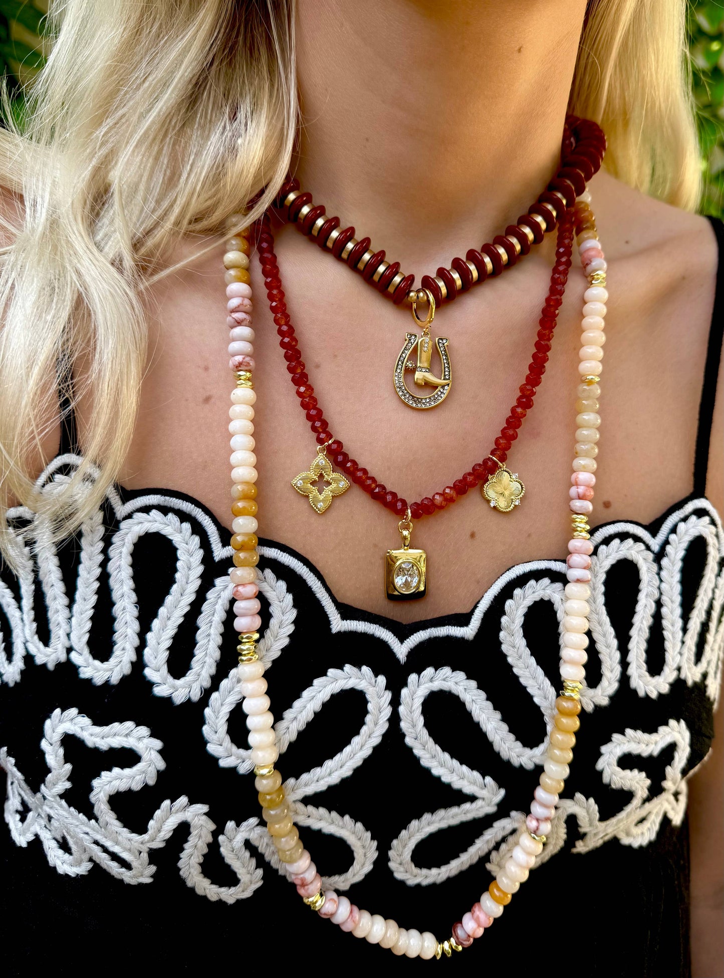 Leni Brown Beaded Necklace W/ Charms