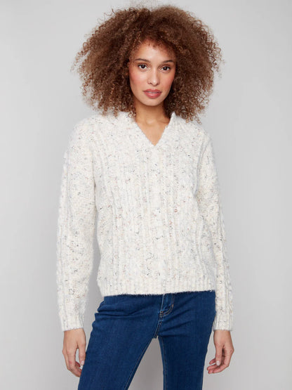 Cream V Neck Sweater