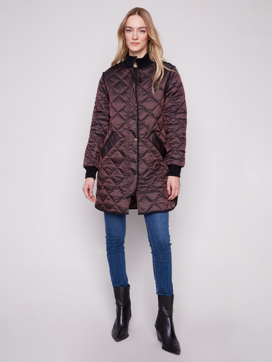 Mocha Irridedcent Nylon Jacket