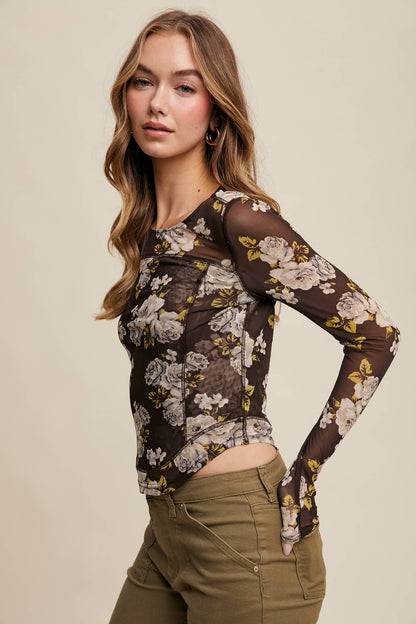 Floral Mesh Top