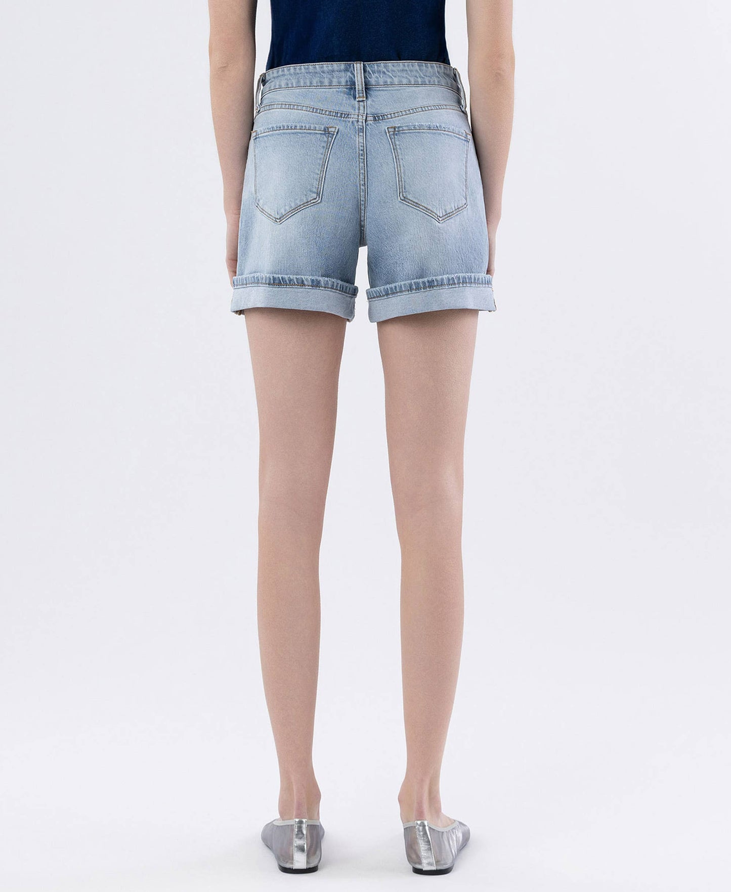 HIGH RISE CUFFED DENIM SHORTS
