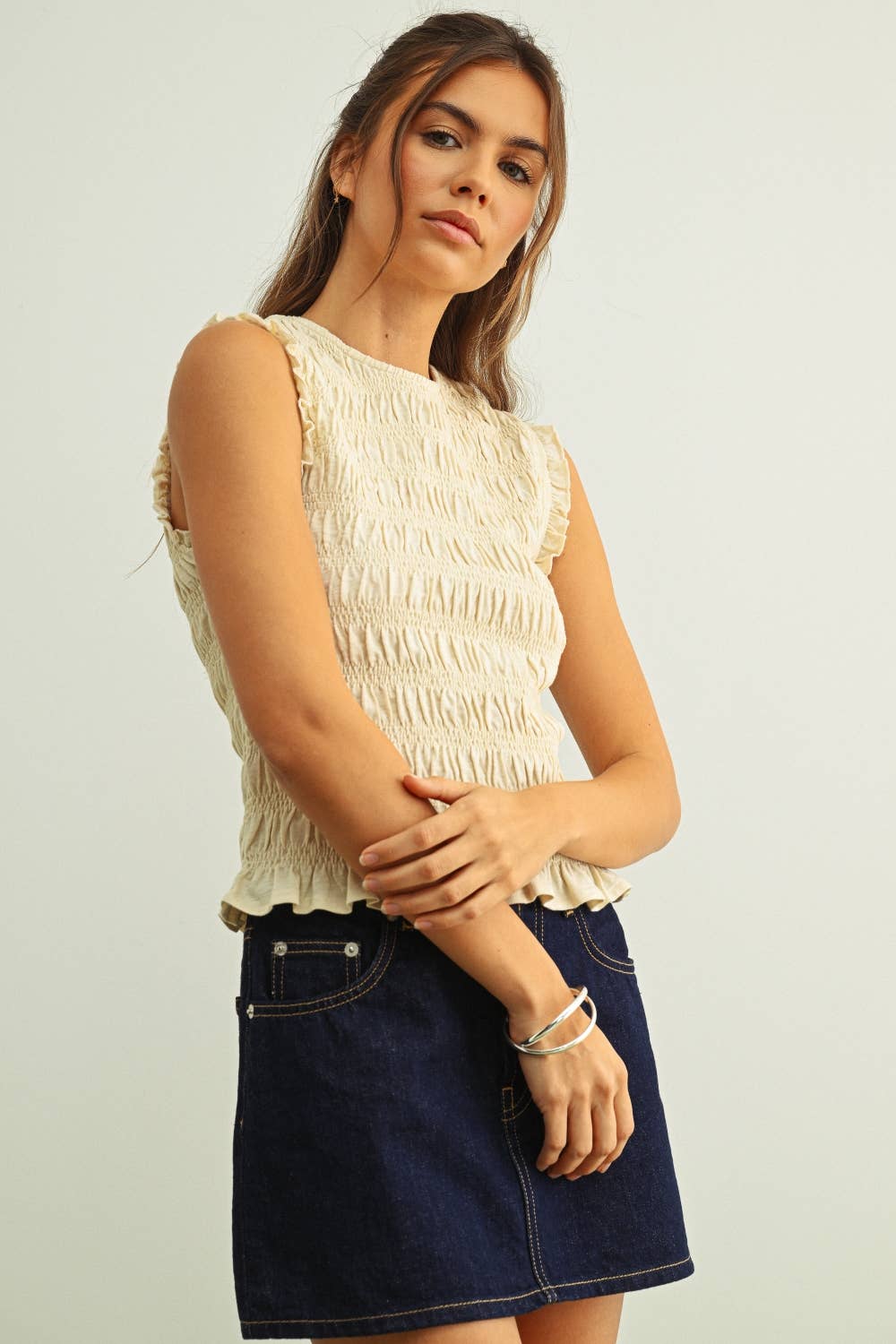 Smocking Tank in Oatmeal