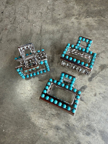 Mini Square Turquoise Claw Hair Clip