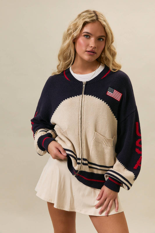 LONG SLEEVE "USA FLAG" SWEATER