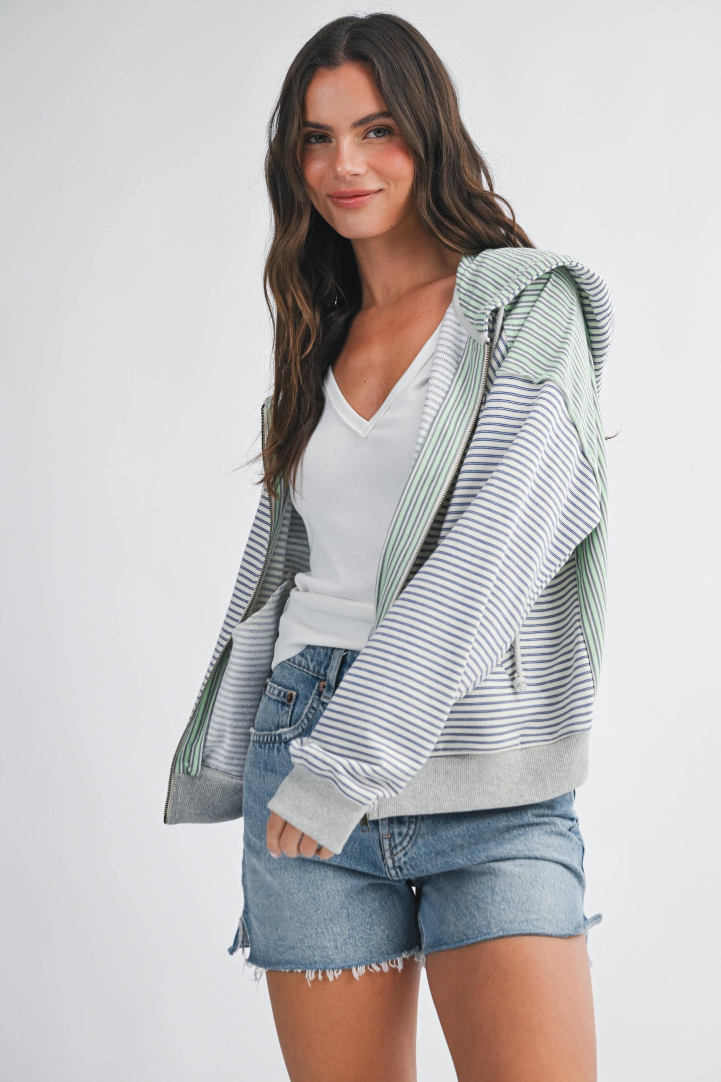 5189HK Striped Zip Hoodie
