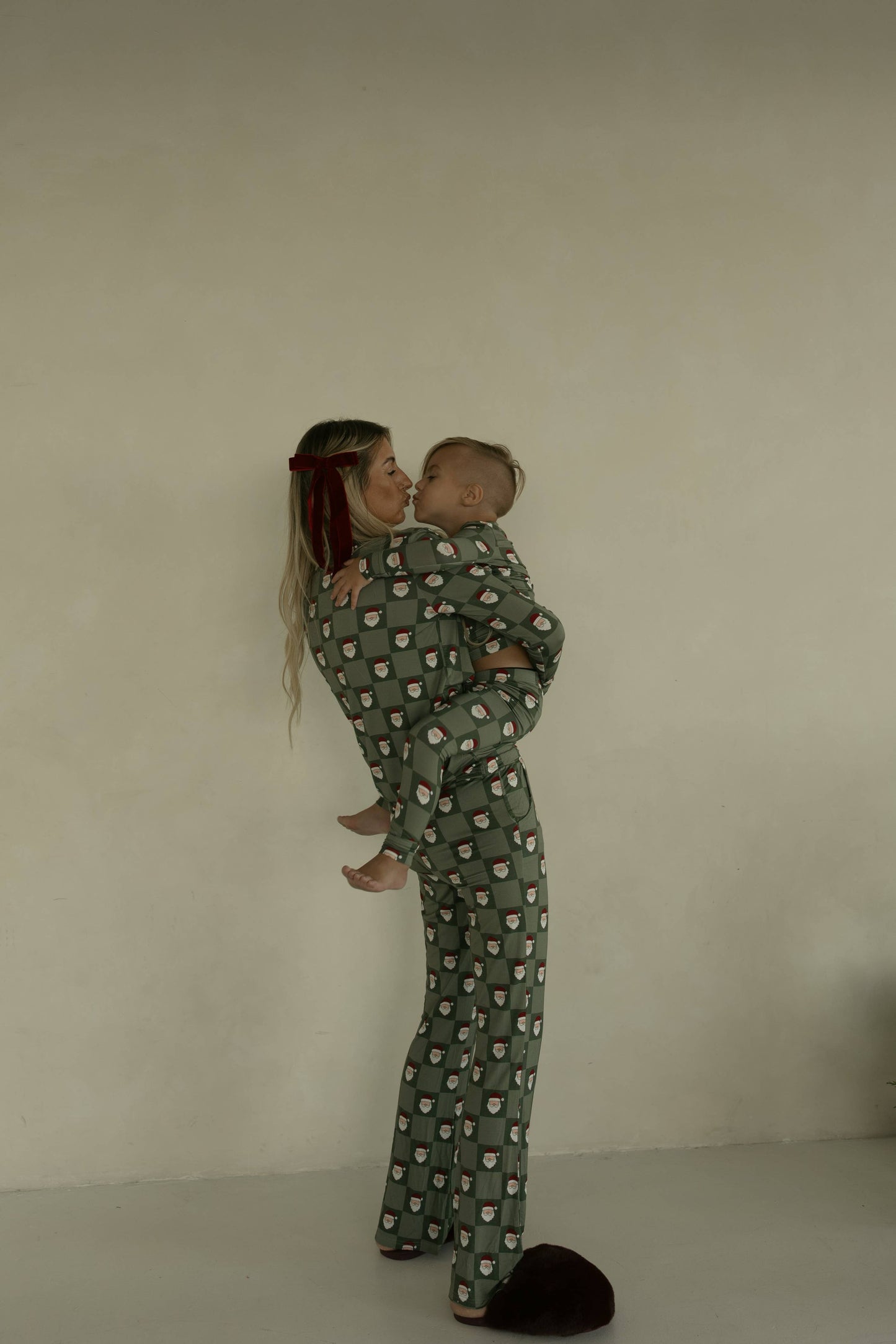 Women's Bamboo Pajamas | Santa Checkerboard