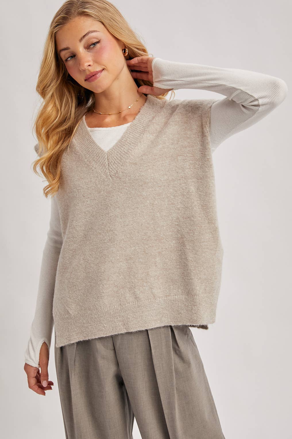 Oversized Knit Vest Oatmeal