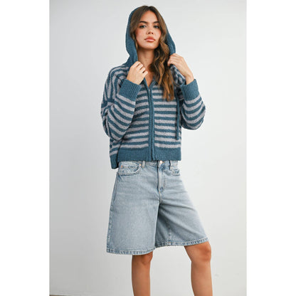 Pink Combo Stripe Zip-Up