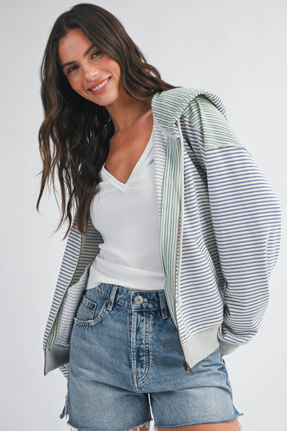 5189HK Striped Zip Hoodie